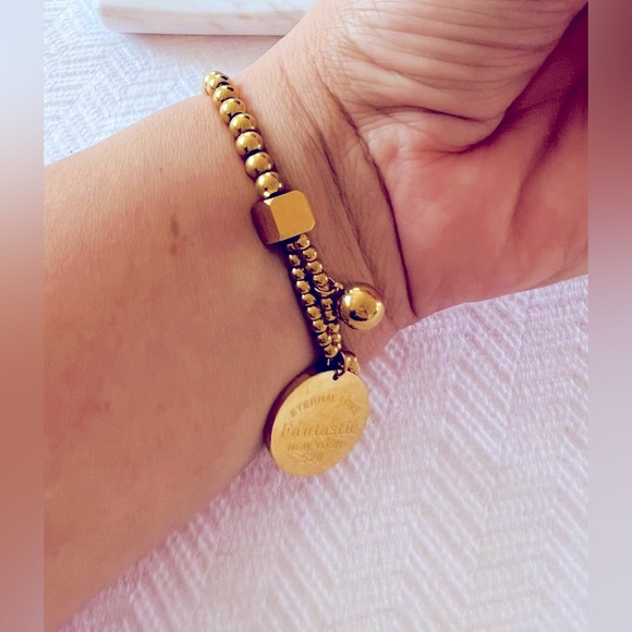 “Eternal Love” 18K Gold Stainless Steel “Coin”  Small Bracelet - Picture 6 of 6